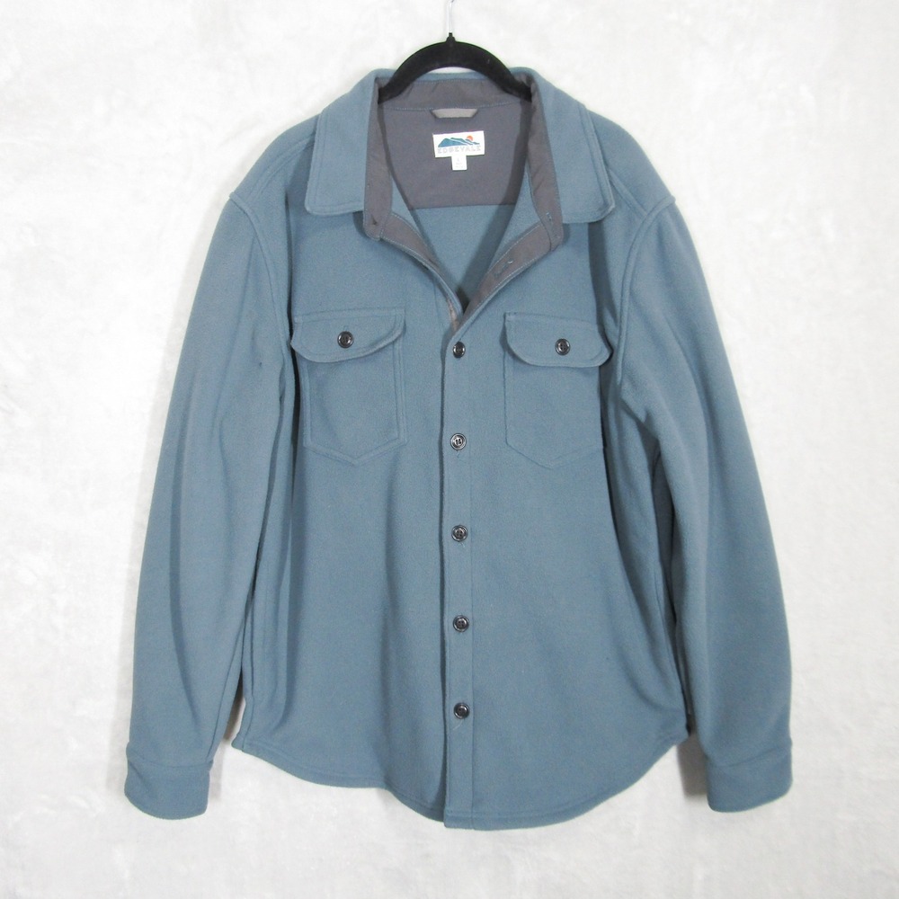 Edgevale Shirt Jacket Men's Size Large Blue Fleece Button Up Made in USA Shacket